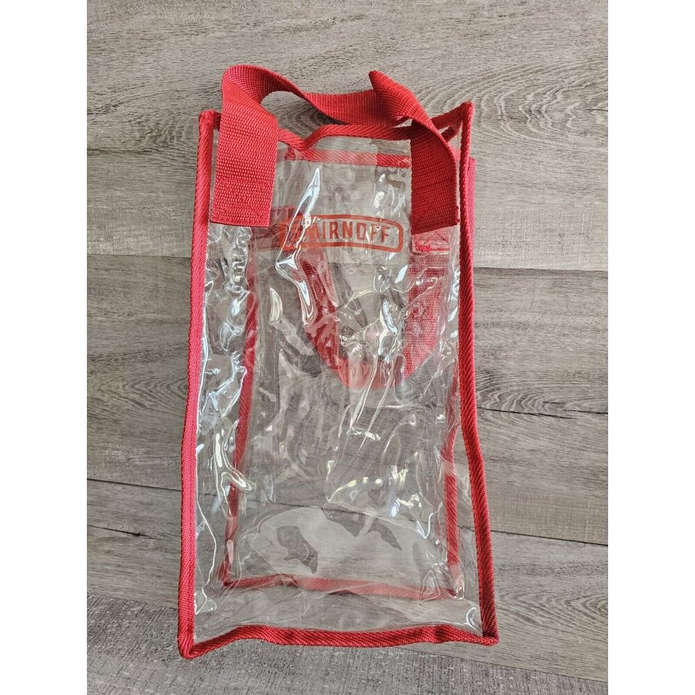 Vtg Smirnoff Stadium Clear Tote Bag with Handles for Beach, Concert 14x8x3" Red